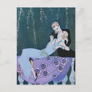 Fireworks in Paris Art Deco Postcard