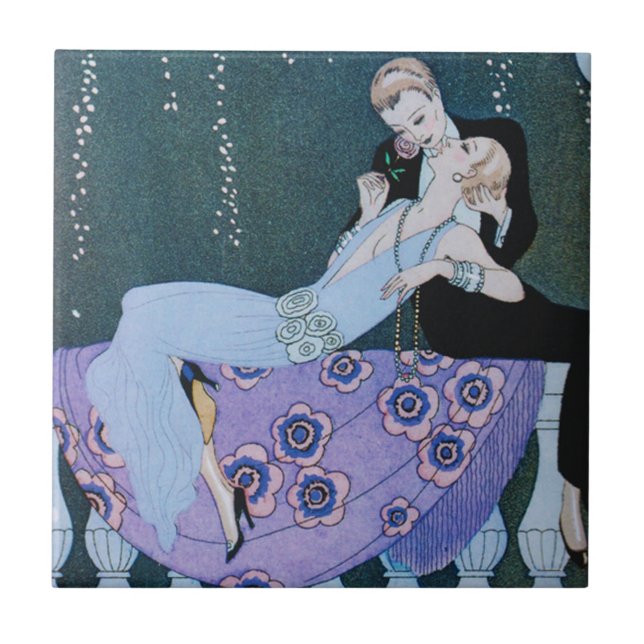 Fireworks in Paris Art Deco Tile (Front)