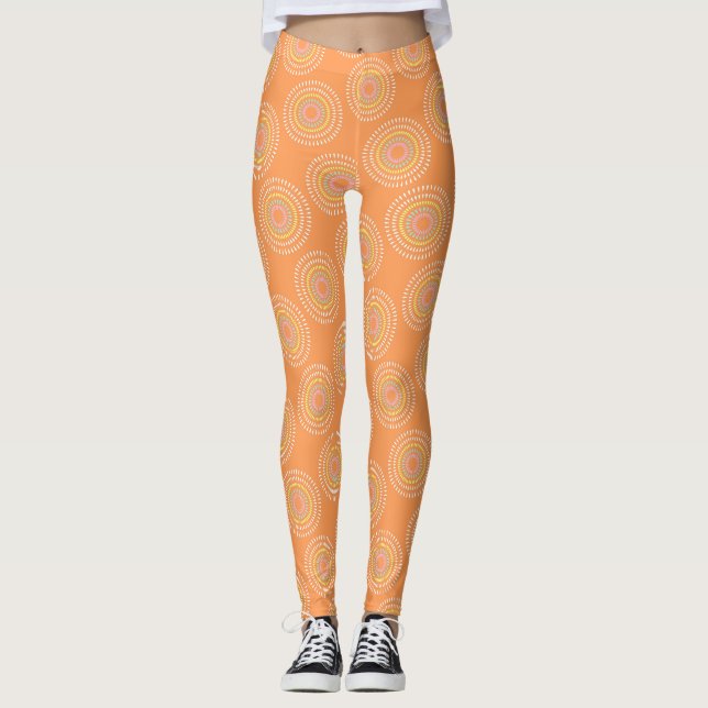 Fireworks Japanese Orange Leggings (Front)