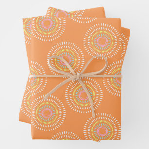 Fireworks Japanese Orange Wrapping Paper Sheet