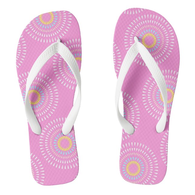 Fireworks Japanese Pink Flip Flops (Footbed)