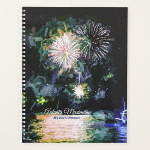 Fireworks July 4th Boat Watercolor Photo Planner
