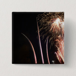 Fireworks light up the Air Force Memorial 2 Inch Square Button