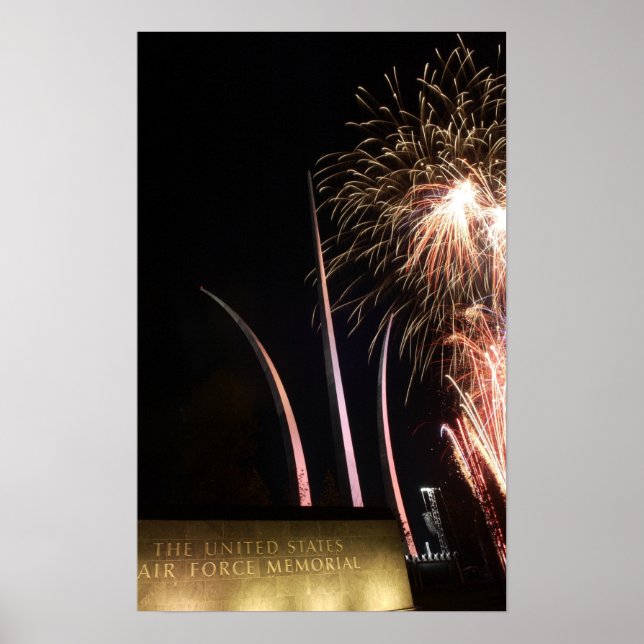 Fireworks light up the Air Force Memorial Poster (Front)