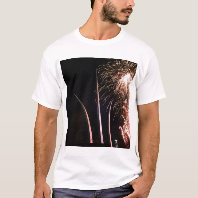 Fireworks light up the Air Force Memorial T-Shirt (Front)