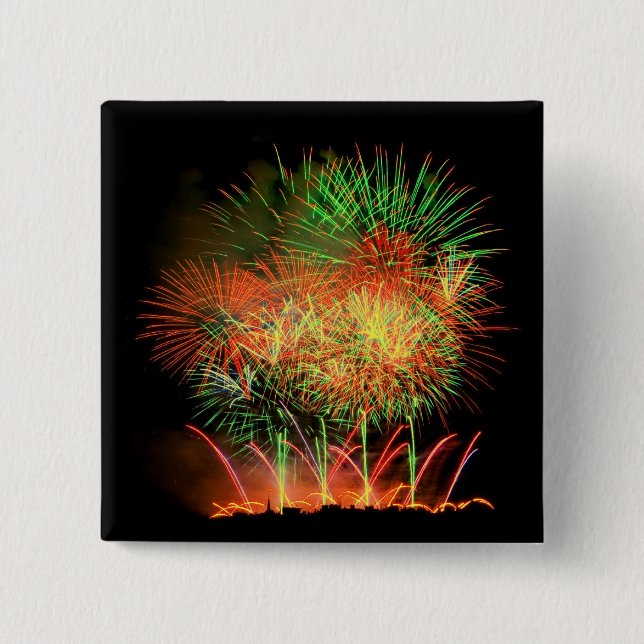 Fireworks Lighting up the Sky 2 Inch Square Button (Front)