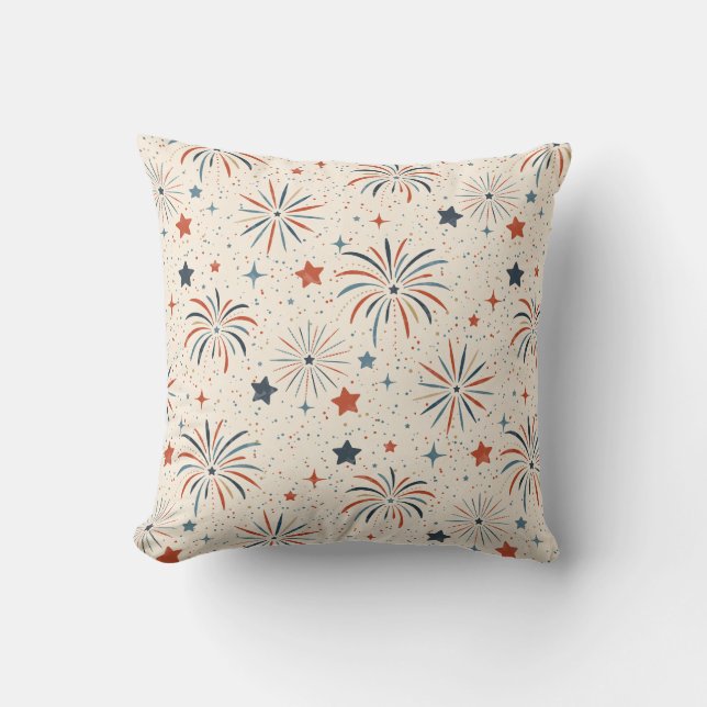 Fireworks n Stars Throw Pillow (Front)