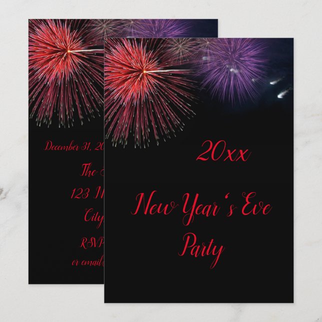 Fireworks New Year's Eve Invitation (Front/Back)
