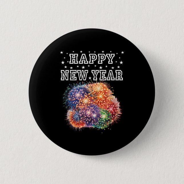 Fireworks New Year's Eve Party  2 Inch Round Button (Front)