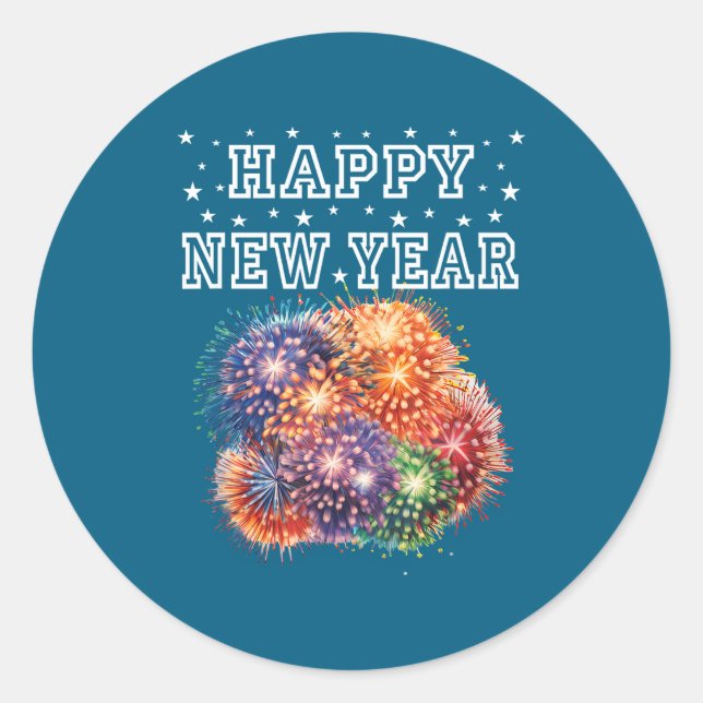 Fireworks New Year's Eve Party  Classic Round Sticker (Front)