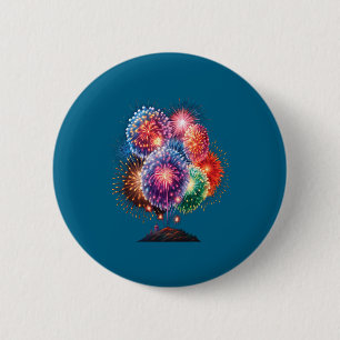 Fireworks New Year's Eve Party Long Sleeve 2 Inch Round Button