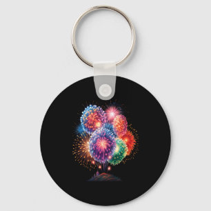 Fireworks New Year's Eve Party Long Sleeve Keychain