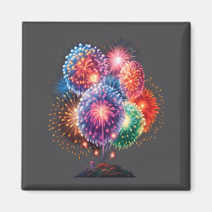 Fireworks New Year's Eve Party Long Sleeve  Magnet