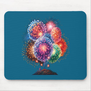 Fireworks New Year's Eve Party Long Sleeve Mouse Pad