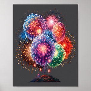 Fireworks New Year's Eve Party Long Sleeve  Poster