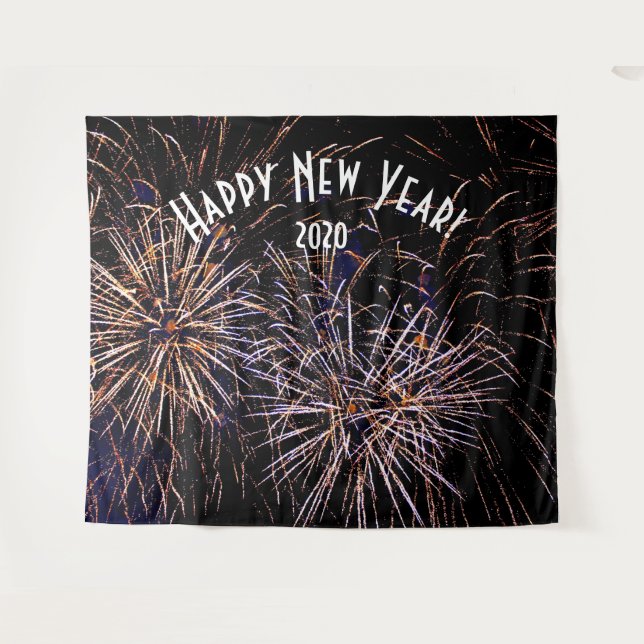 Fireworks New Years Photo Booth Backdrop Banner Tapestry (Front (Horizontal))