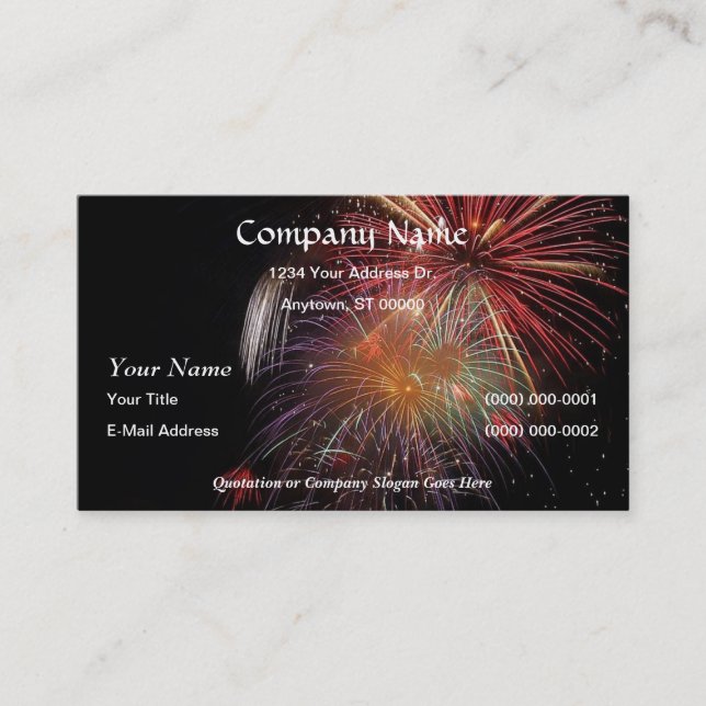 FIREWORKS Nighttime Colourful Explosions! Business Card (Front)