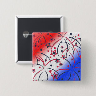 Fireworks on Red White Blue 2 Inch Square Button
