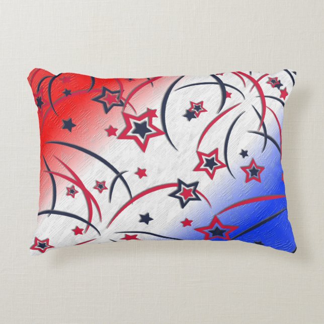 Fireworks on Red White Blue Accent Pillow (Front)