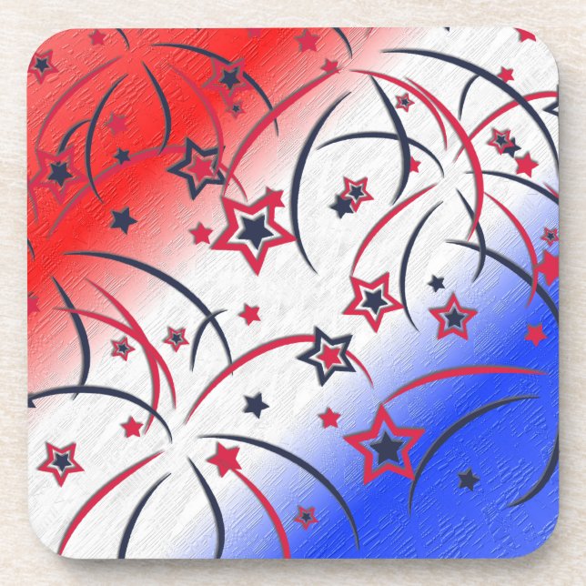 Fireworks on Red White Blue Coaster (Front)
