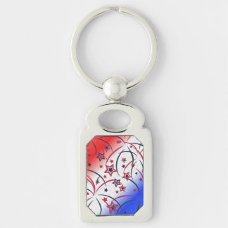 Fireworks on Red White Blue Keychain