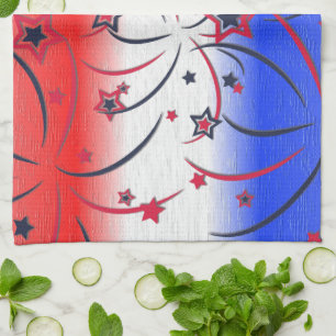 Fireworks on Red White Blue Kitchen Towel