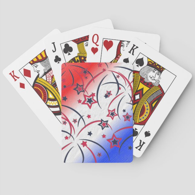 Fireworks on Red White Blue Playing Cards (Back)