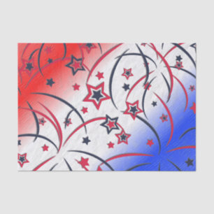 Fireworks on Red White Blue Tissue Paper