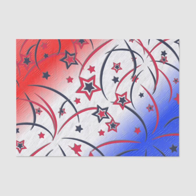 Fireworks on Red White Blue Tissue Paper (Front)