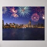 Fireworks over Chicago skyline 2