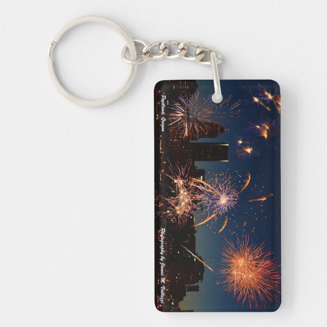 Fireworks Over Portland, Oregon Keychain (Front)