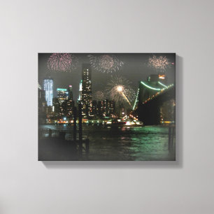 Fireworks over the Brooklyn Bridge Canvas Print