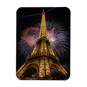 Fireworks Paris Eiffel Tower Cafes Postcard Magnet