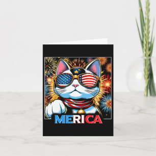 Fireworks Patriotic Maneki Neko Cat Merica Card