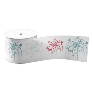 Fireworks Patriotic Ribbon Grosgrain Ribbon