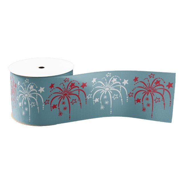 Fireworks Patriotic Ribbon Grosgrain Ribbon (Spool)