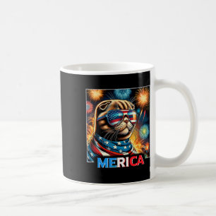 Fireworks Patriotic Scottish Fold Cat Merica Coffee Mug