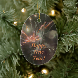 Fireworks Photo Ceramic Ornament