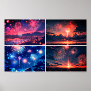 FireWorks Photo Collage Poster