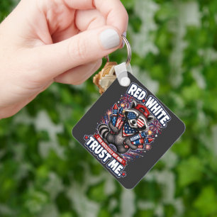 Fireworks Raccoon 4th of July keychain