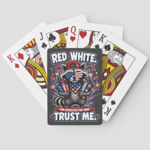 Fireworks Raccoon 4th of July Playing Cards