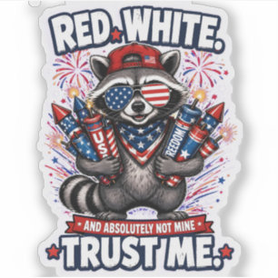 Fireworks Raccoon 4th of July Sticker