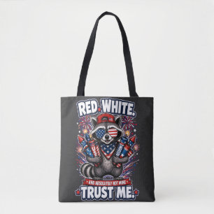 Fireworks Raccoon 4th of July Tote Bag