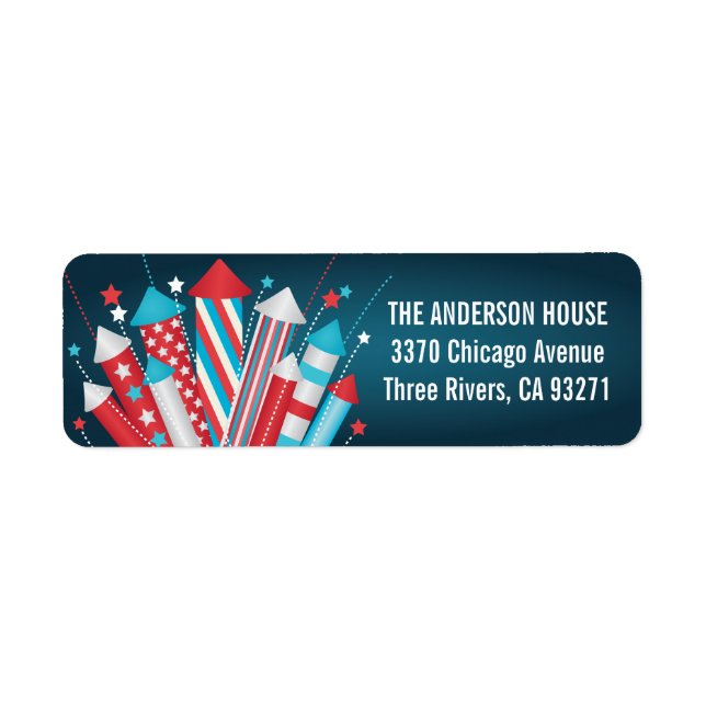 Fireworks Rockets 4th of July Address Labels (Front)