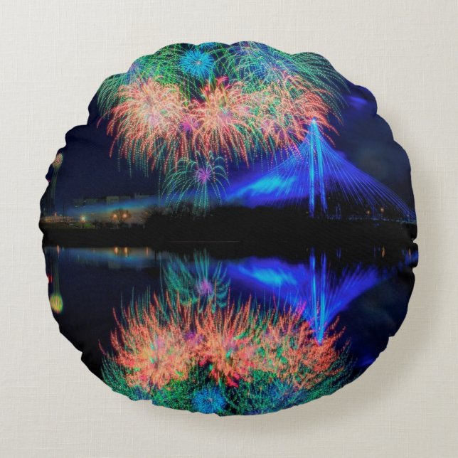 Fireworks Round Pillow (Front)