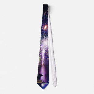Fireworks Show in Boat Quay Singapore City Skyline Tie