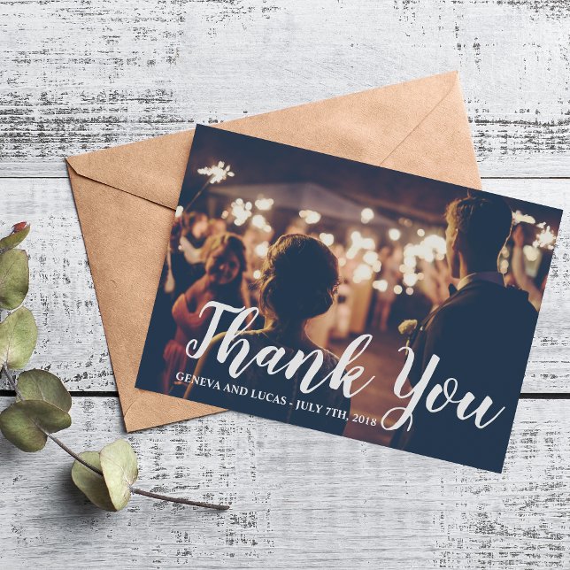 Fireworks Sky Fourth of July Wedding Thank You Card (Creator Uploaded)