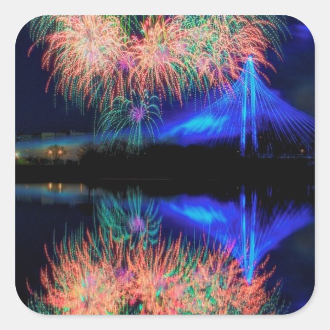 Fireworks Square Sticker (Front)