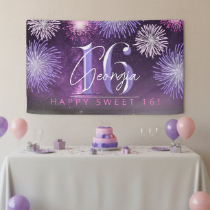 Fireworks Sweet 16 Purple ID984 Banner