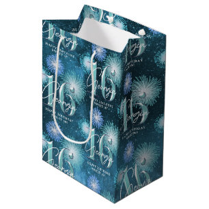 Fireworks Sweet 16 Teal ID984 Medium Gift Bag